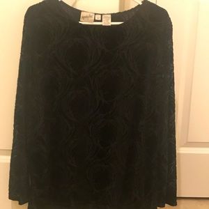 Long Sleeve Black/Black Flocked Top